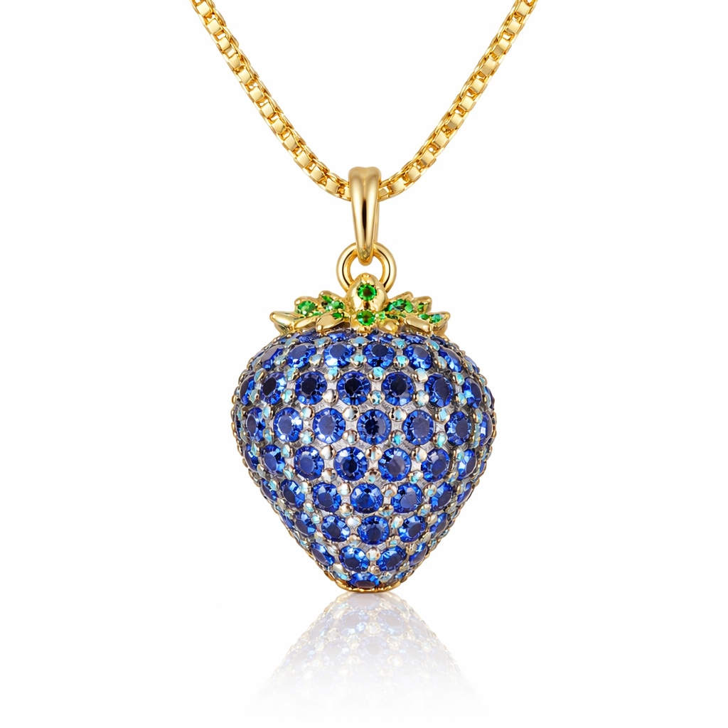 Halskette Erdbeere Blau Gold PAVELS