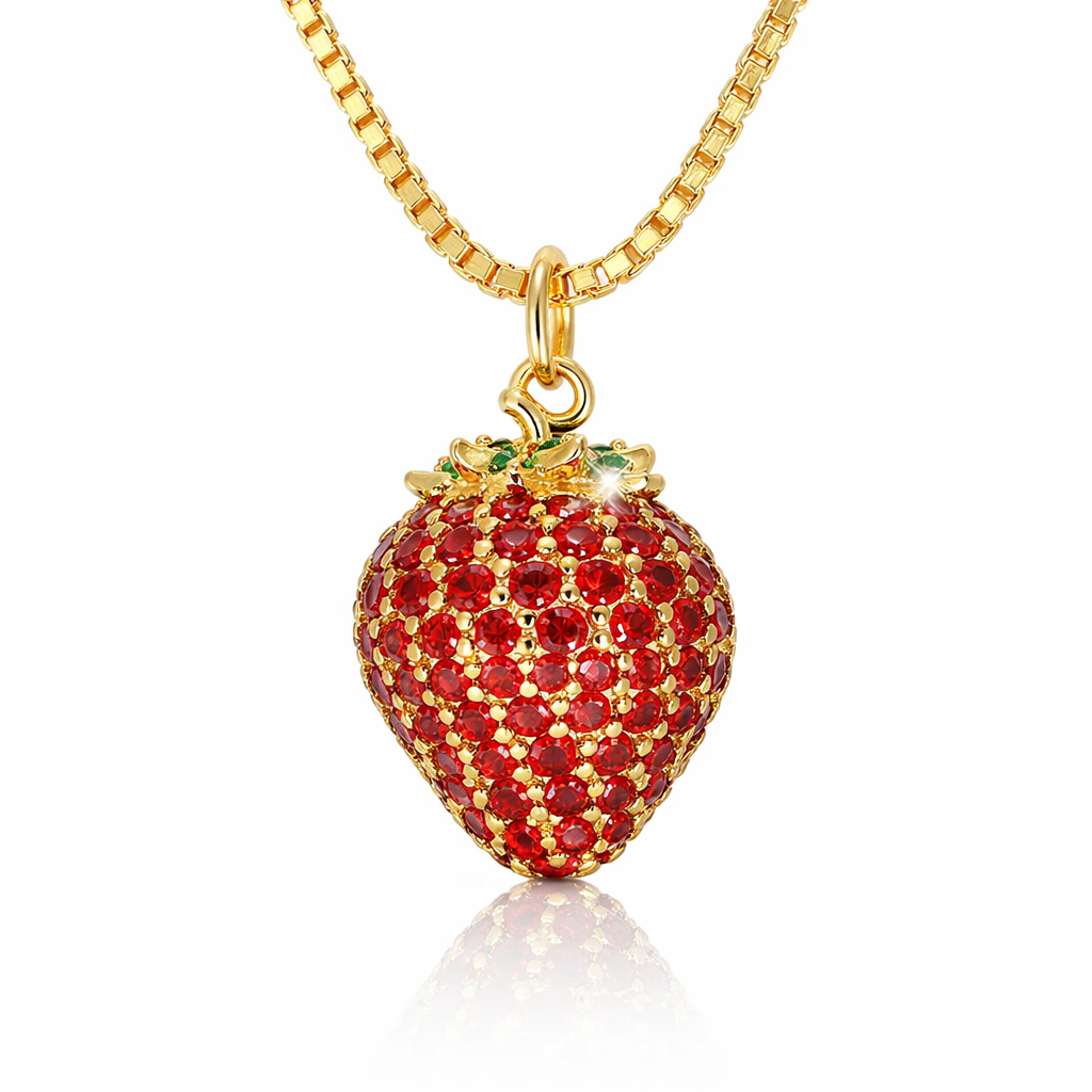 Halskette Erdbeere Rot Gold PAVELS
