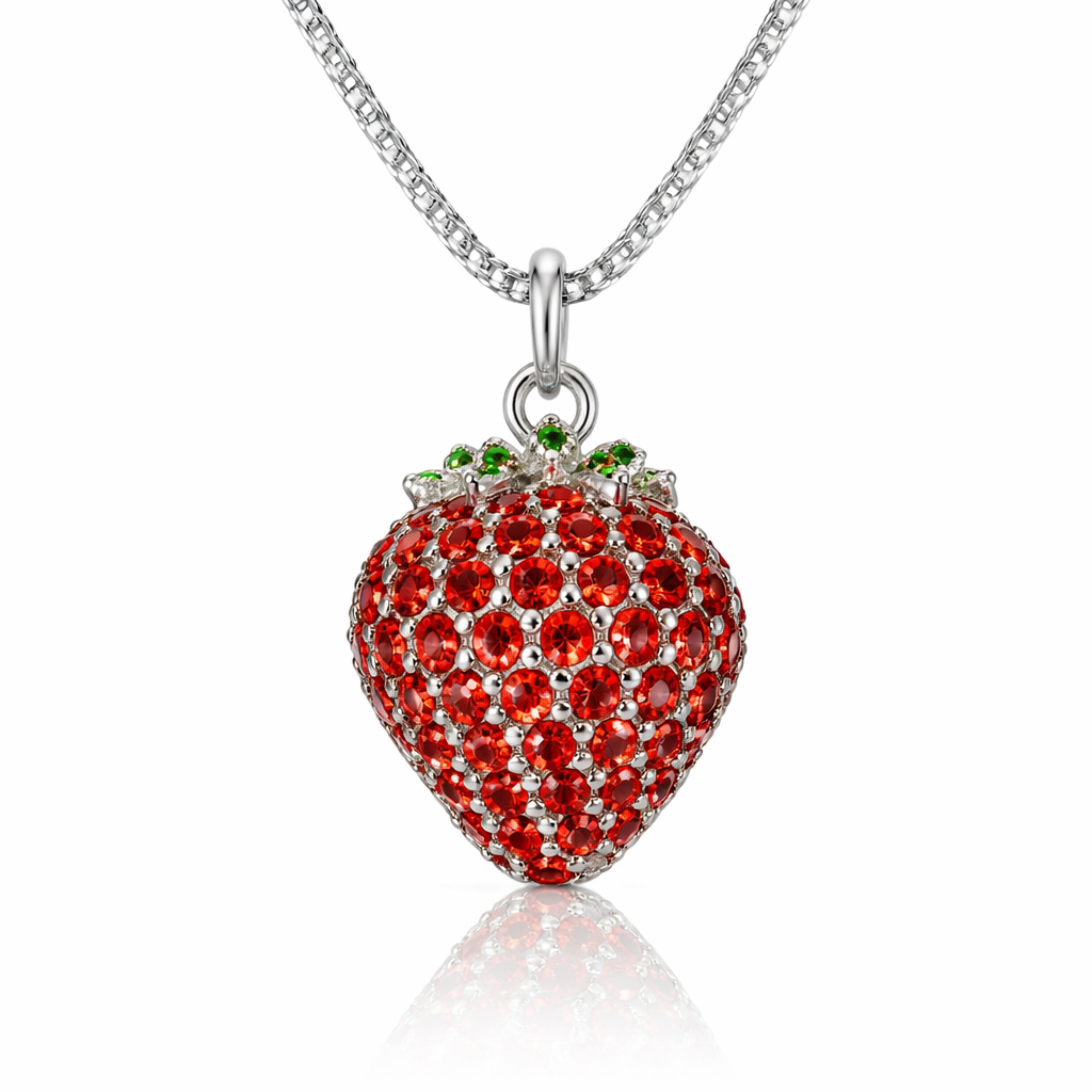 Halskette Erdbeere Rot Silber PAVELS