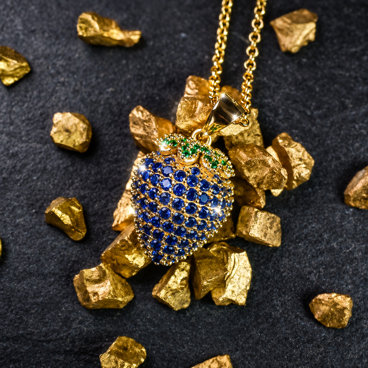 Halskette Erdbeere Blau Gold PAVELS