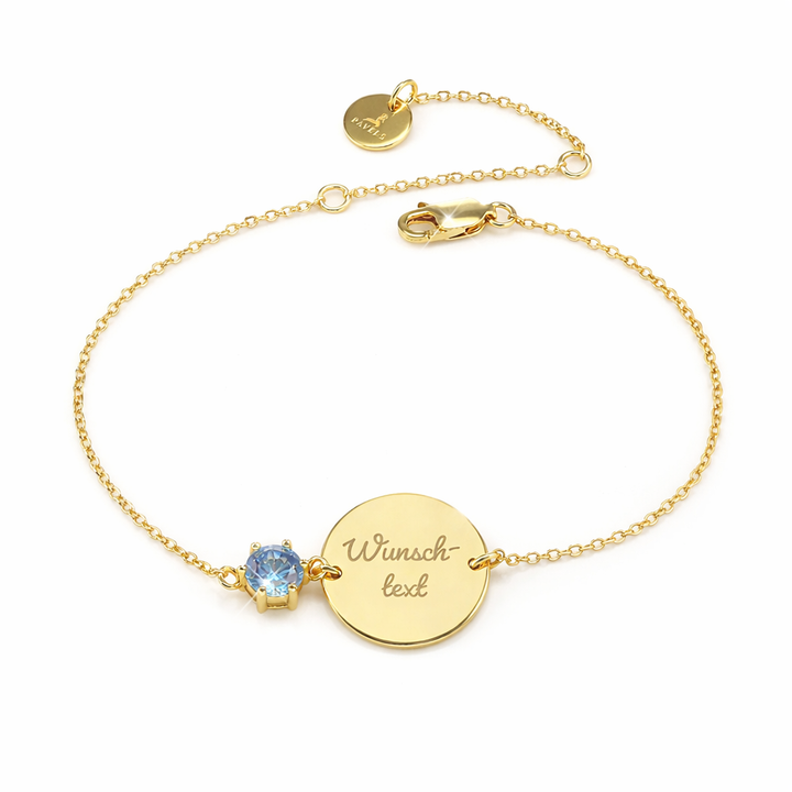 Gravurarmband Kristall Gold/ Blau PAVELS