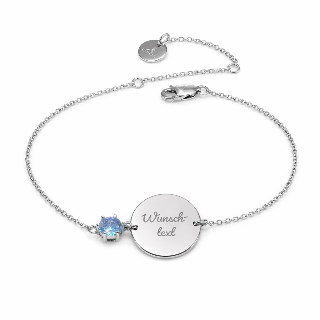 Gravurarmband Kristall Silber/ Blau PAVELS