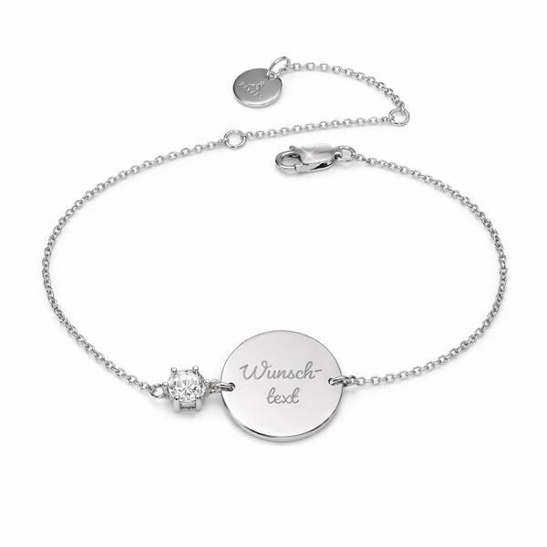 Engraved bracelet crystal silver/white