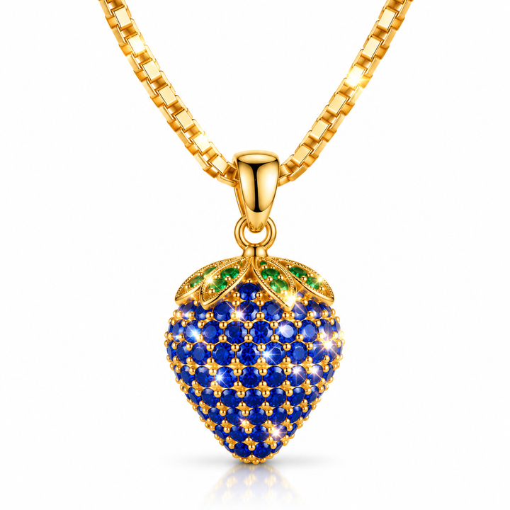 Halskette Erdbeere Blau Gold PAVELS