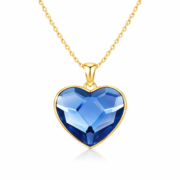 Halskette Herzenskristall Blau Gold PAVELS