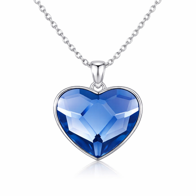 Halskette Herzenskristall Blau Silber