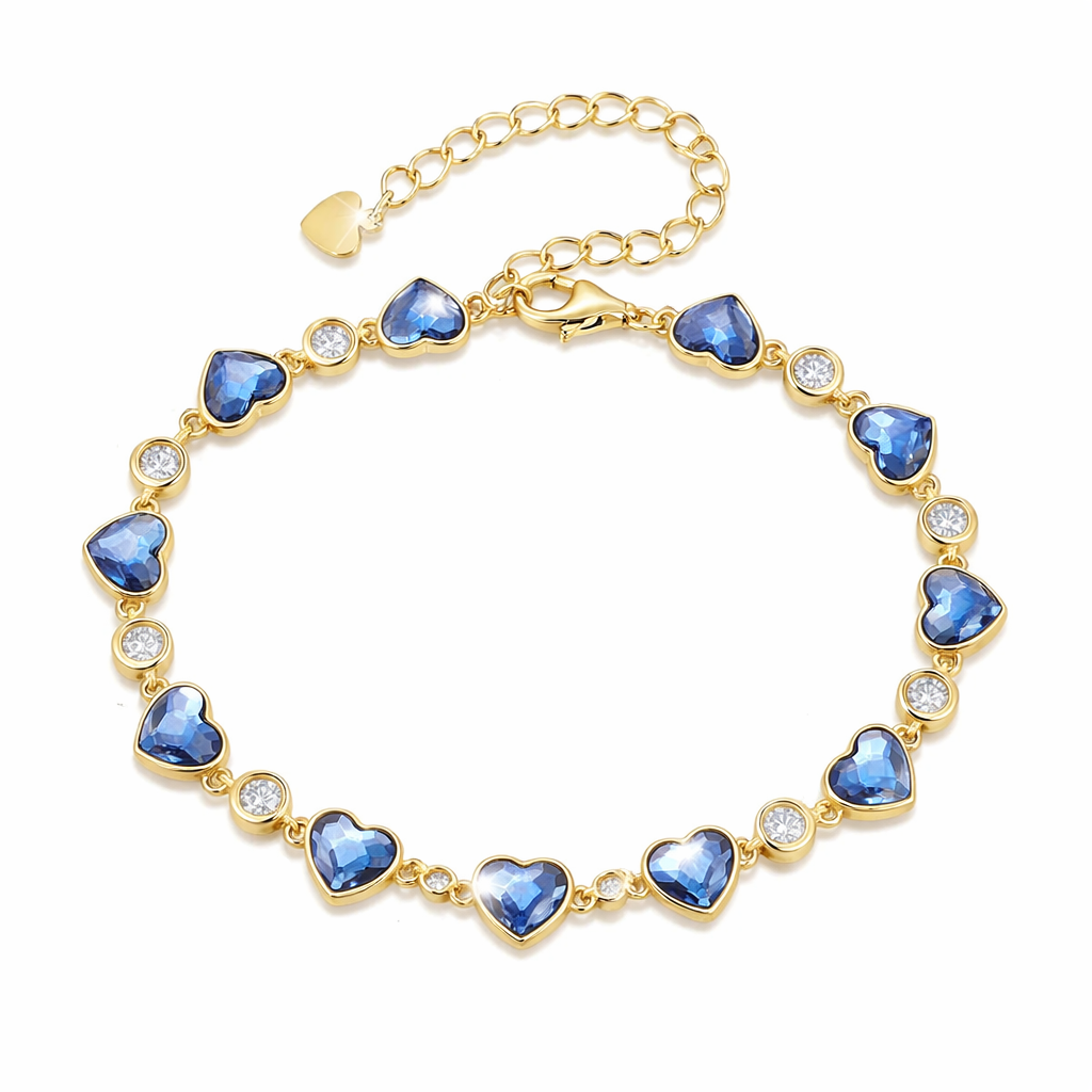 Armband Herzenskristall Blau Gold PAVELS