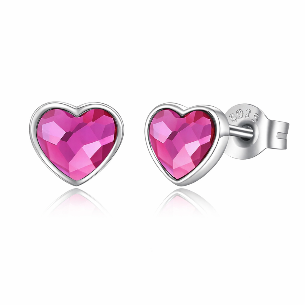 Ohrstecker Herzenskristall Pink Silber PAVELS