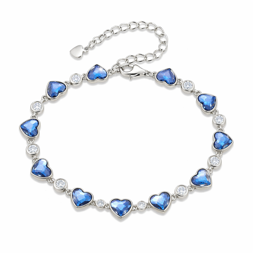 Armband Herzenskristall Blau Silber PAVELS