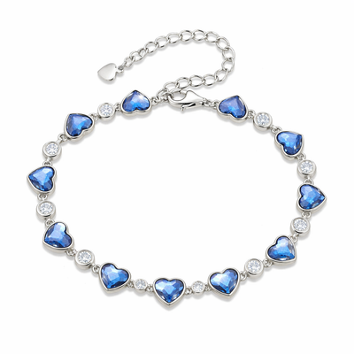 Armband Herzenskristall Blau Silber