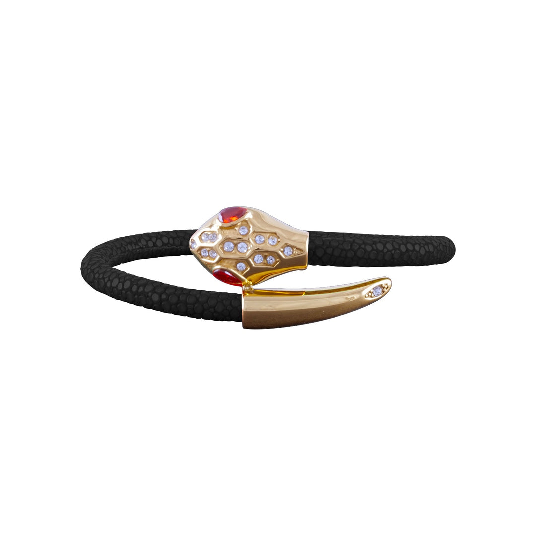 Lederarmband Snake schwarz PAVELS