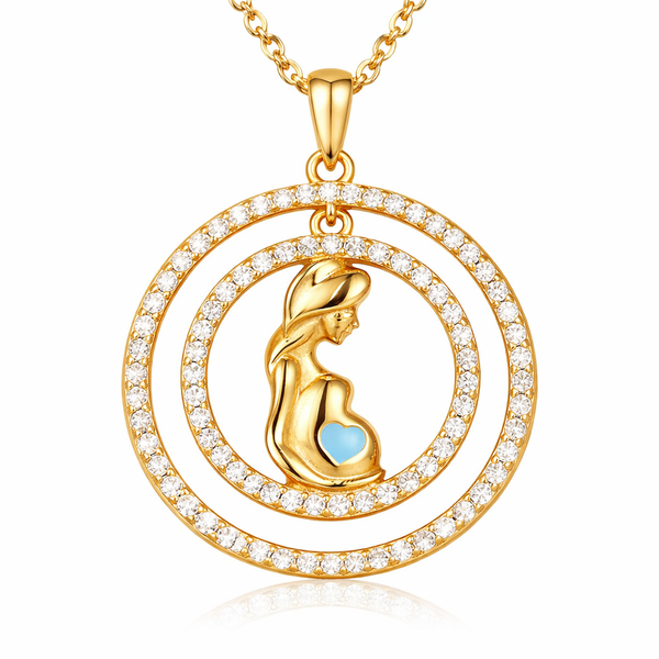 Necklace Mom Gold Light Blue