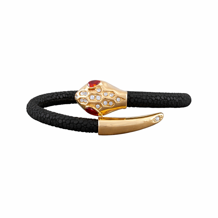 Lederarmband Snake schwarz PAVELS