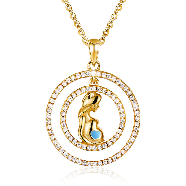 Necklace Mom Gold Light Blue