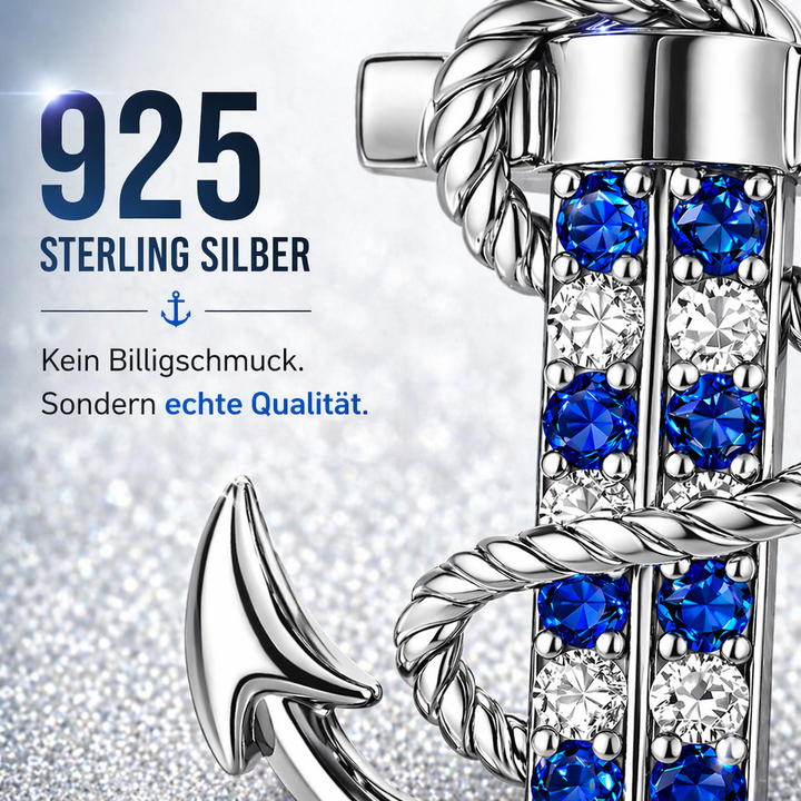 Ankerkette aus 925 Sterling Silber mit blauen Zirkonia Steinen von PAVELS