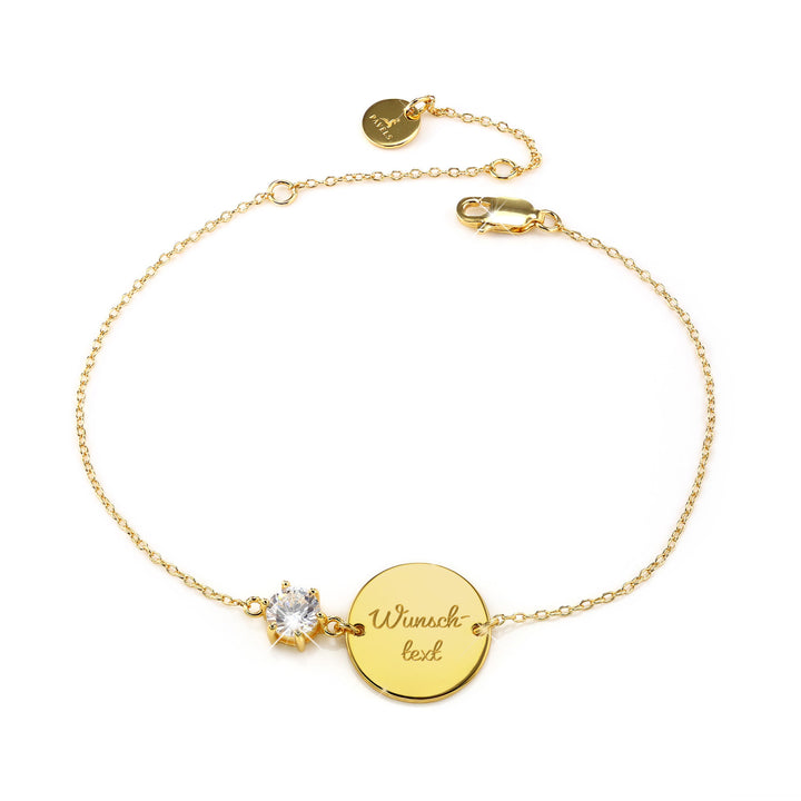 Gravurarmband Kristall Gold/ Weiß