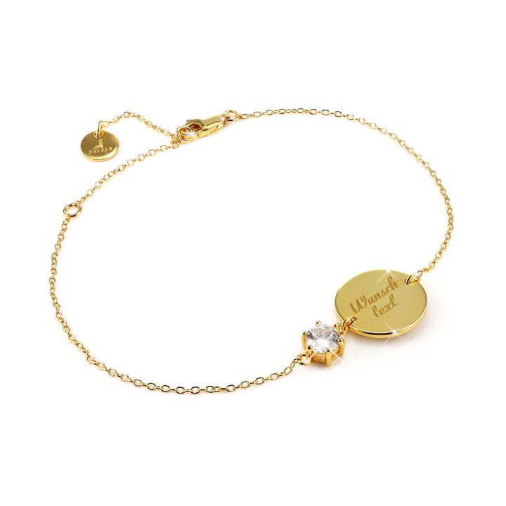 Gravurarmband Kristall Gold/ Weiß