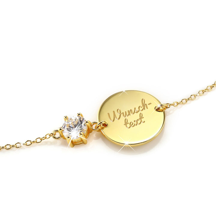 Gravurarmband Kristall Gold/ Weiß