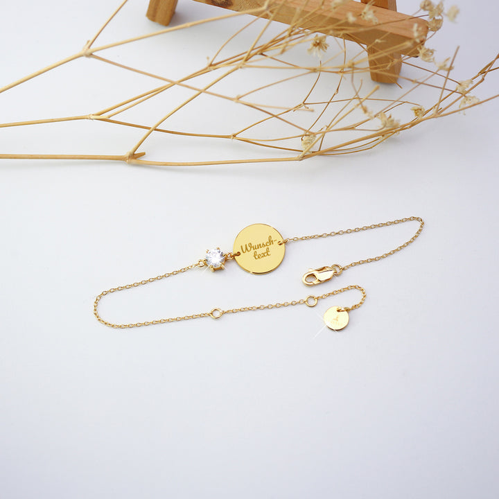 Gravurarmband Kristall Gold/ Weiß