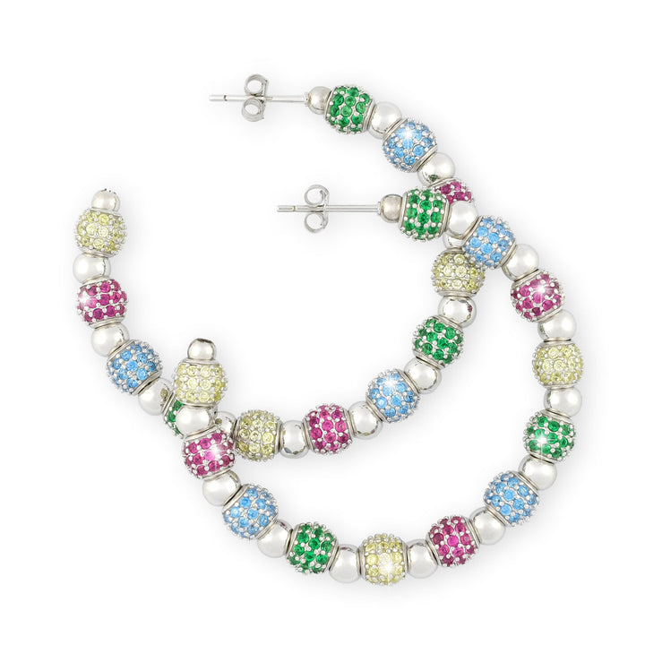 Farbenfrohe Creolen mit funkelnden Zirkonia – hochwertiger Ohrschmuck aus rhodiniertem 925er Silber
