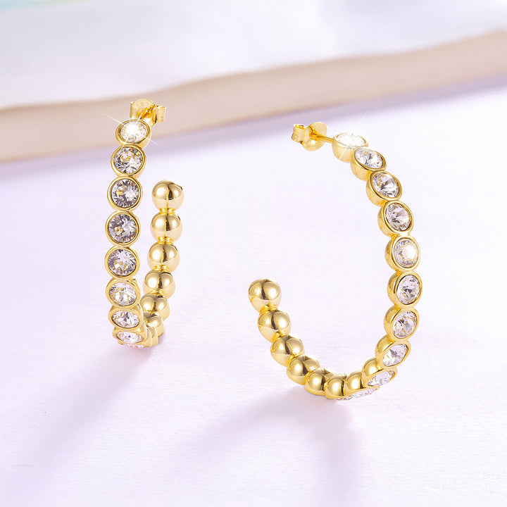 Elegante Damen-Creolen aus 925 Sterlingsilber mit 18K Gold Plattierung – hochwertiger vergoldeter Schmuck in geflochtenem Design, perfekt für moderne Outfits.