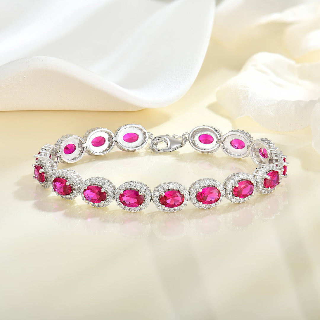 Exklusives Damenarmband Fame in Silber mit pinken Kristallen und glänzenden Strasssteinen – glamouröser Look