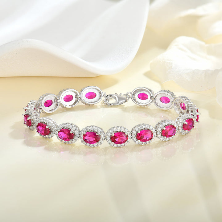 Exklusives Damenarmband Fame in Silber mit pinken Kristallen und glänzenden Strasssteinen – glamouröser Look