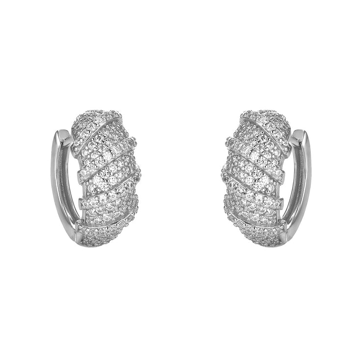 Hochwertige Damen-Creolen in Silber mit spiralförmigem Zirkonia-Besatz – glänzender Ohrschmuck für jeden Anlass.