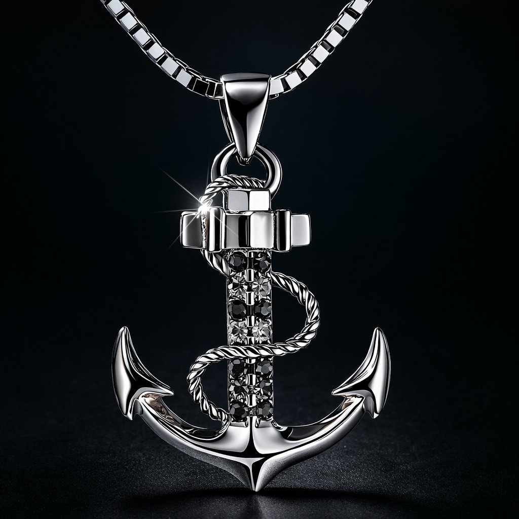 Doppelte Anker Halskette aus 925 Sterlingsilber maritime Kette im nautischen Design