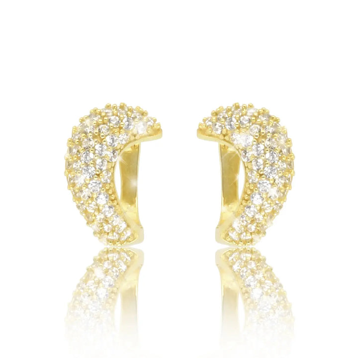 Elegante Damen Creolen Ohrringe aus 925 Sterling Silber mit 18K Vergoldung und Zirkonia – Frontalansicht für stilvollen Schmuck-Look