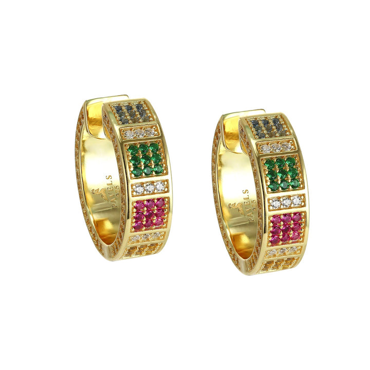 Rainbow Gold Creolen aus vergoldetem 925 Silber – farbenfroher Zirkonia Schmuck für Damen