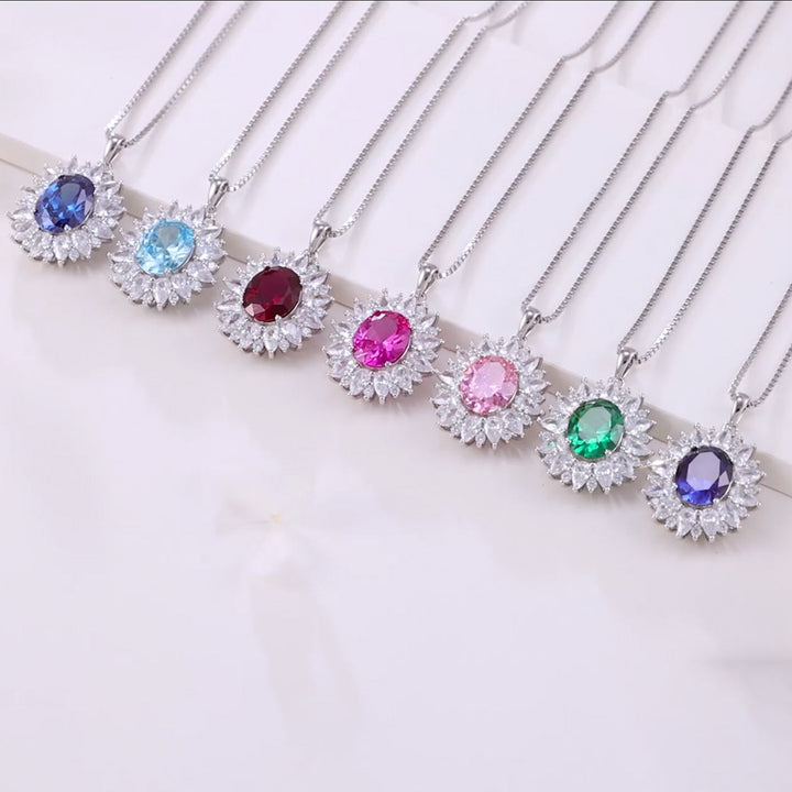 Halskette Fame aus 925er Sterlingsilber mit farbigen Zirkonia-Edelsteinen in Multicolor – eleganter Damen Schmuck für stilvolle Anlässe