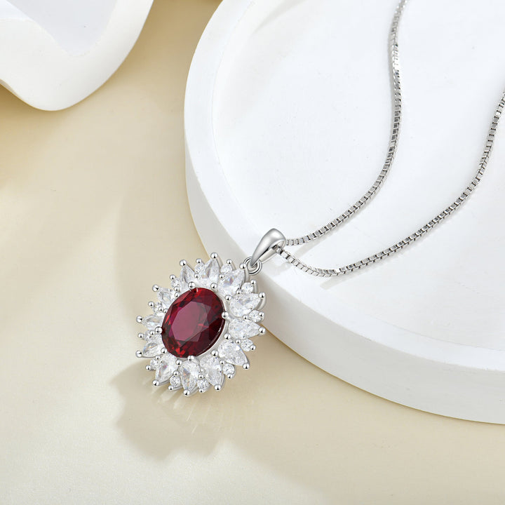 Klassische Halskette Fame mit rotem Zirkonia – 925 Sterling Silber für Damen, eleganter Schmucklook