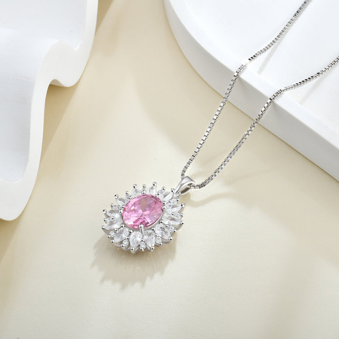 Romantische Halskette Fame mit rosa Zirkonia in 925er Sterlingsilber – glitzernder Damenschmuck mit besonderem Charme