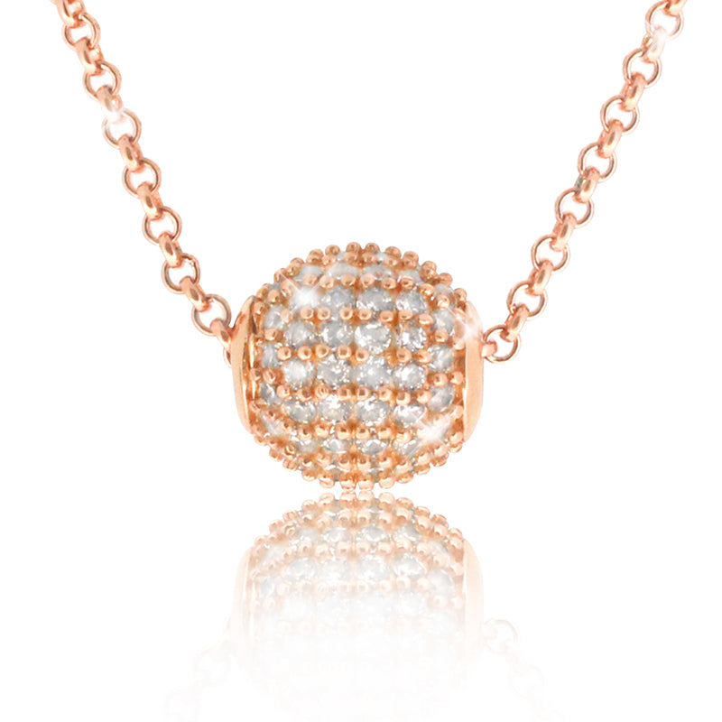 Halskette Grace aus 925 Sterlingsilber in Roségold mit funkelnden 5A Zirkonia – edle Frontansicht des Anhängers.