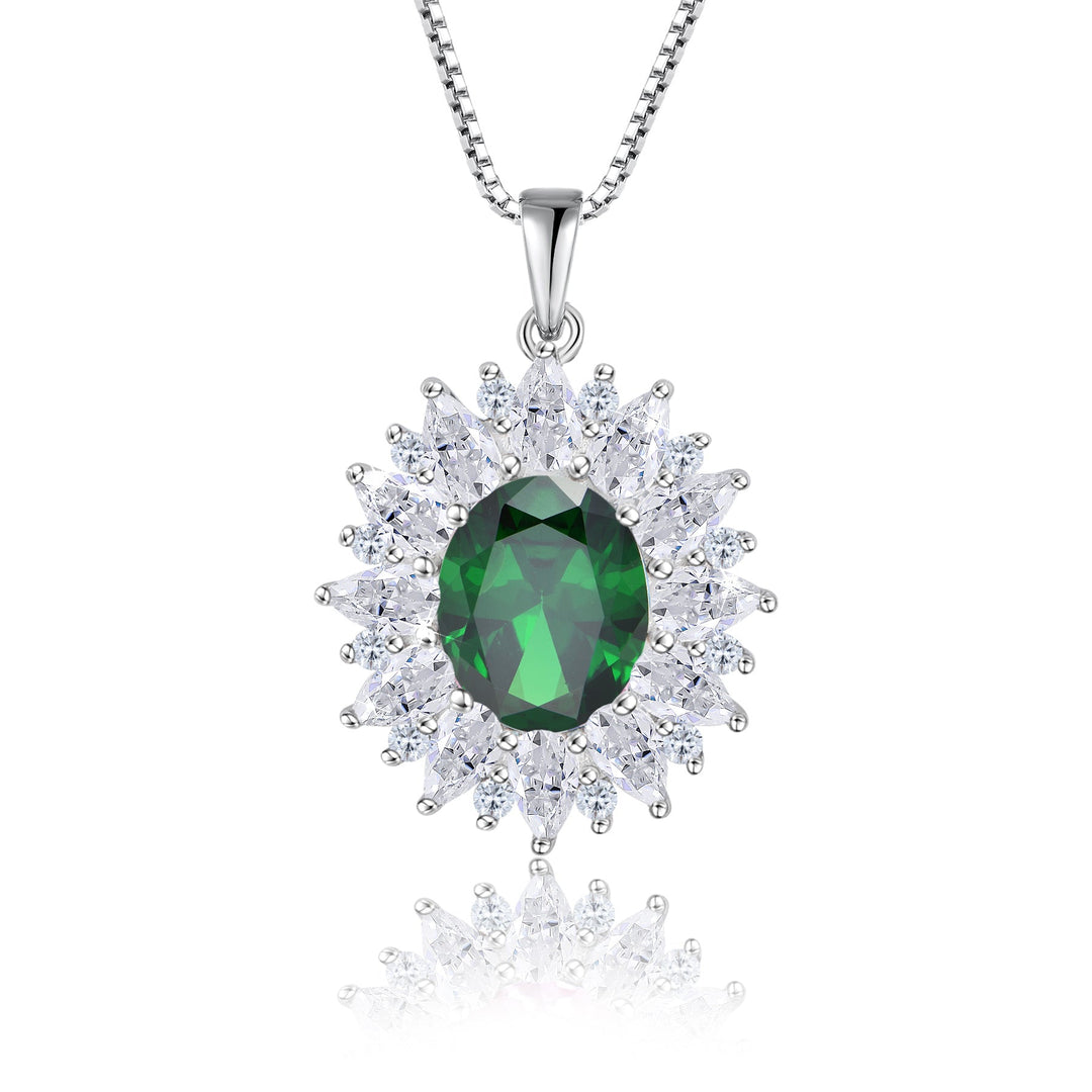 Grüne Halskette Fame mit Zirkonia-Herz und 925 Silber – edle Damenkette, auffälliger Schmuck für besondere Anlässe.