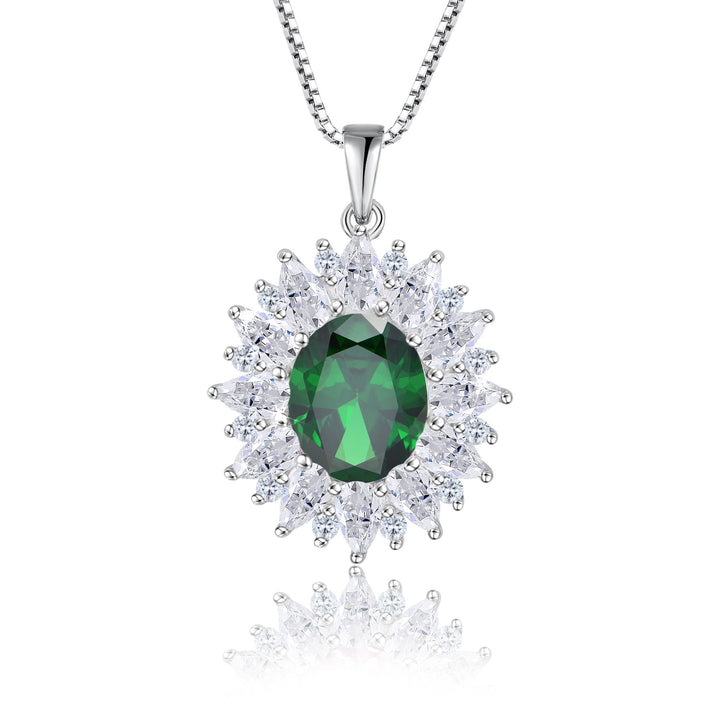 Grüne Halskette Fame mit Zirkonia-Herz und 925 Silber – edle Damenkette, auffälliger Schmuck für besondere Anlässe.