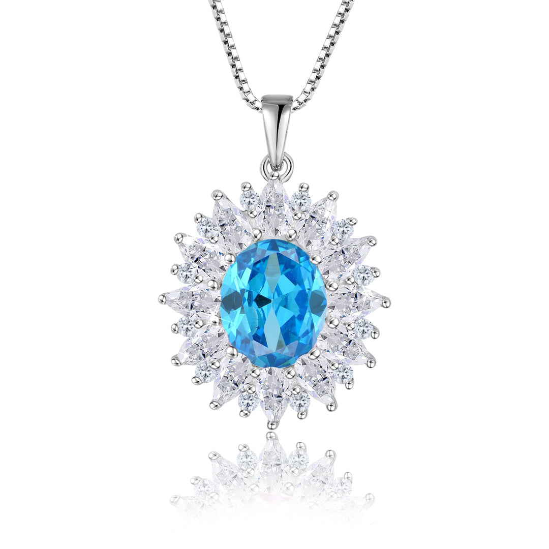 Feine hellblaue Herz-Halskette Fame mit 5A Zirkonia aus 925 Sterling Silber – perfekter Schmuck für Frauen mit Stil.