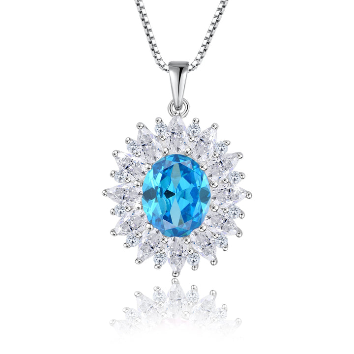 Feine hellblaue Herz-Halskette Fame mit 5A Zirkonia aus 925 Sterling Silber – perfekter Schmuck für Frauen mit Stil.