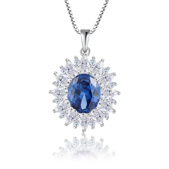Ozeanblaue Zirkonia-Halskette Fame aus echtem 925 Silber – strahlender Herzanhänger, hochwertiger Damenschmuck.