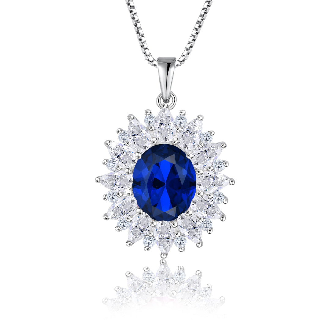 Tiefblaue Halskette Fame aus 925 Sterlingsilber mit funkelndem Zirkonia-Herzanhänger – eleganter Damenschmuck, ideales Geschenk.