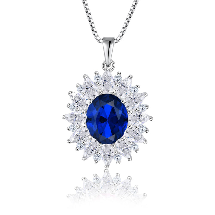 Tiefblaue Halskette Fame aus 925 Sterlingsilber mit funkelndem Zirkonia-Herzanhänger – eleganter Damenschmuck, ideales Geschenk.