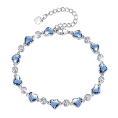 Armband Herzenskristall Blau Silber