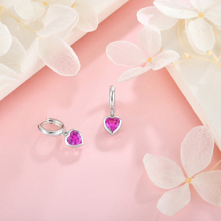 Silberne Kinder-Ohrringe mit Herz-Anhänger und pinkem Zirkonia – eleganter Schmuck für Mädchen aus 925 Sterling Silber