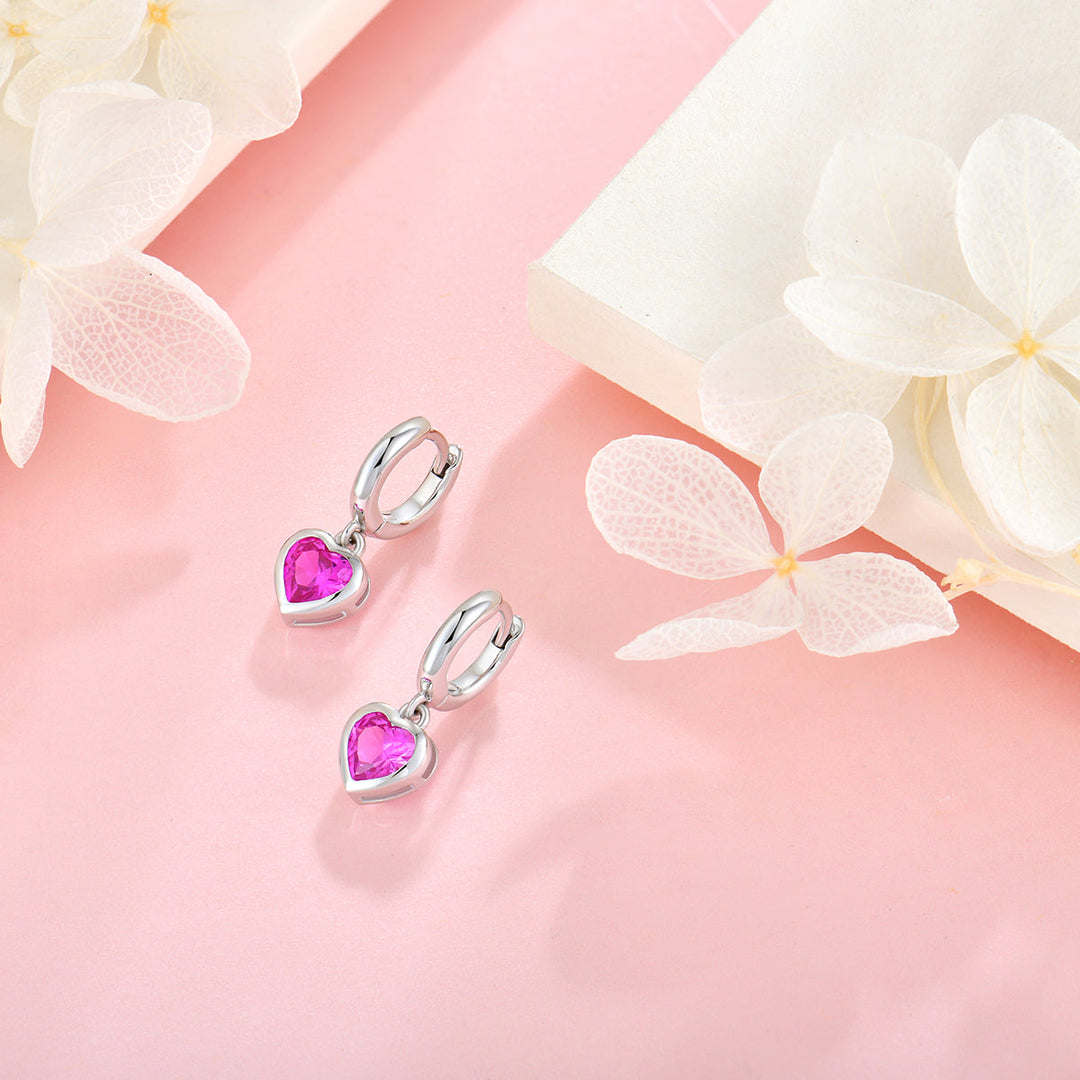 Kinder Ohrringe für Mädchen mit pinkem Herz-Zirkonia in 925 Sterling Silber – ideal als Geschenk zur Geburt, Taufe, Einschulung oder Geburtstag