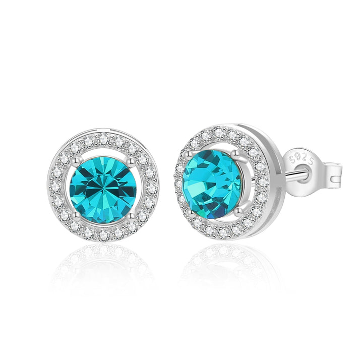 Freigestelltes Bild der Ohrstecker Blue Silber – rhodiniertes 925er Silber mit brillantem blauem Zirkonia, ideal für stilvolle Outfits