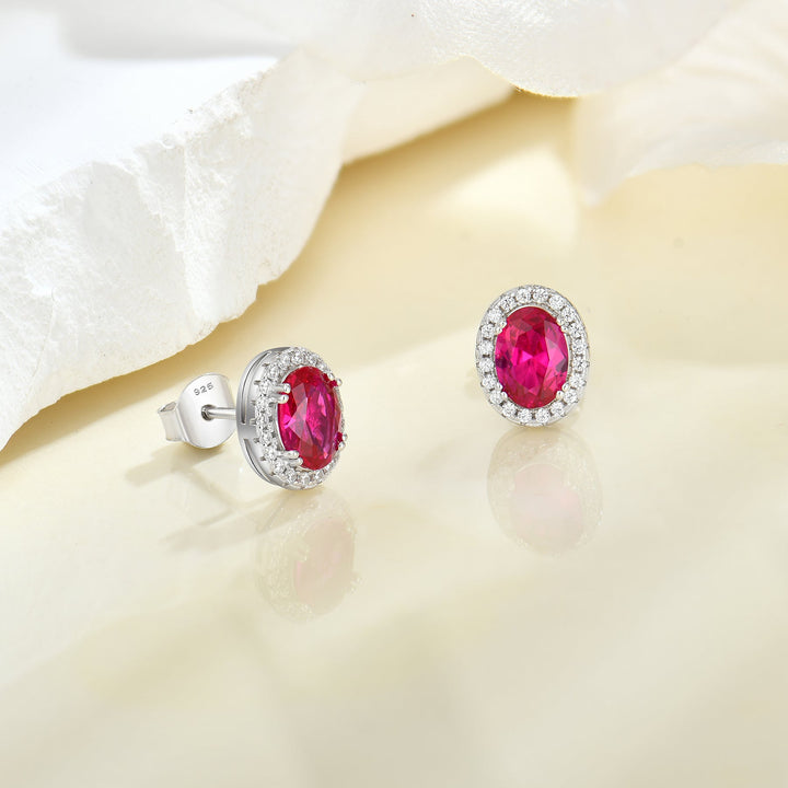 Elegante Damen Ohrstecker Fame mit ovalem pinkem Zirkonia und 925 Sterling Silber – hochwertiger Ohrschmuck fuer festliche Anlaesse