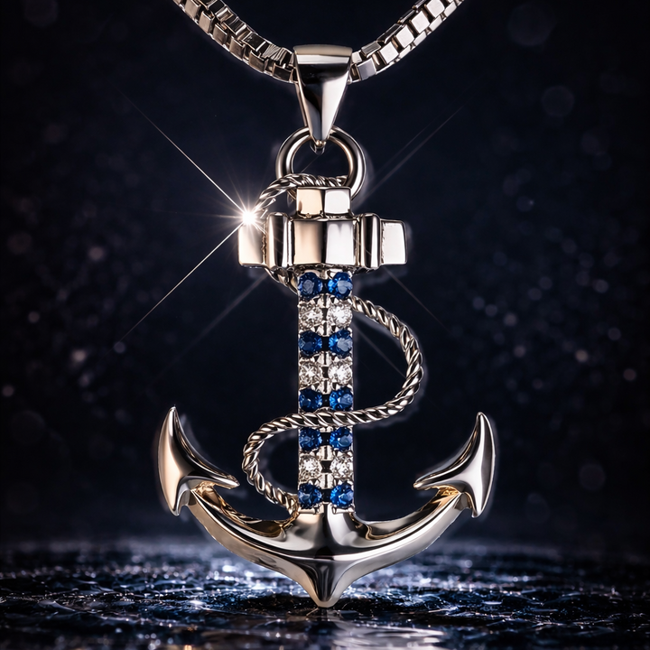 Ankerkette für Damen aus 925 Sterling Silber mit blauen Zirkonia von PAVELS
