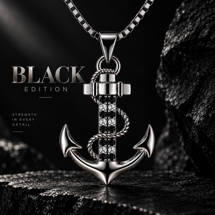 PAVELS Ankerkette Black Edition in Silber mit schwarzen und weißen Zirkonia-Steinen