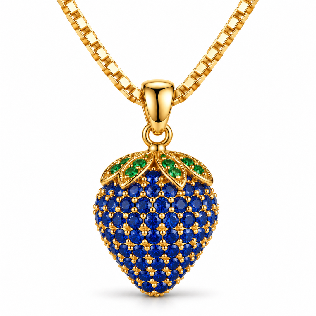 Halskette Erdbeere Blau Gold PAVELS